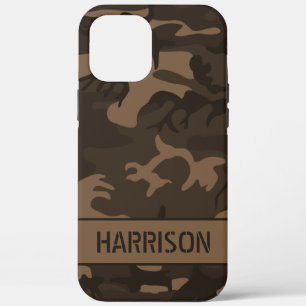 Bruin camouflage monogram iPhone 12 pro max hoesje