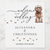 Bruin Cavapoo Hond Schattige bruiloft Wijn Etiket (Enkel label)