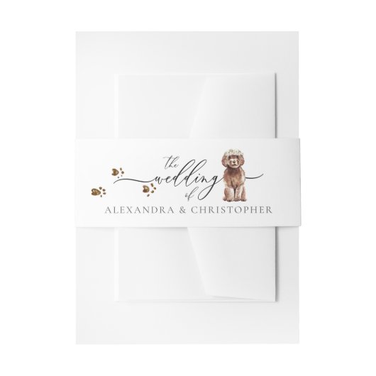 Bruin Cavapoo puppy Hond Eigenaar Bruiloft Kalligr Uitnodigingen Wikkel (Voorkant Voorbeeld)