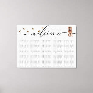 Bruin Cavapoo puppy Welkom Zittafel Nummers Canvas Afdruk