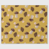 Bruin Champignonpatroon op Mosterdgeel Cadeaupapier (Vlak)