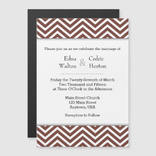 Bruin Chevron Magnetic Wedding Invitation Magnetische Uitnodiging