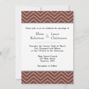Bruin Chevron Wedding Invitations Kaart