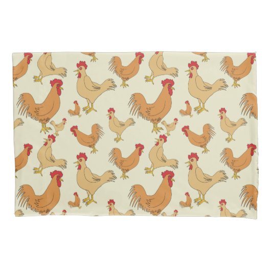Bruin Chicken Design Patroon Kussensloop (Voorkant)