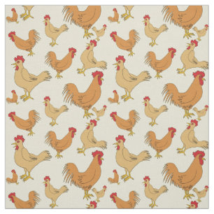 Bruin Chicken Design Patroon Stof