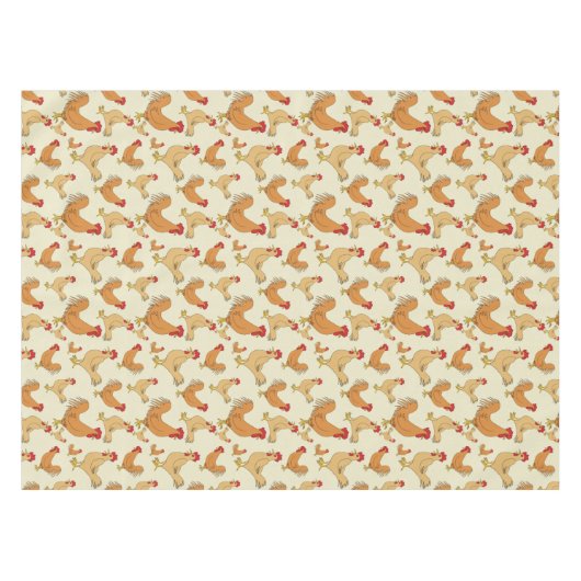 Bruin Chicken Design Patroon Tafelkleed (Voorkant (Horizontaal))
