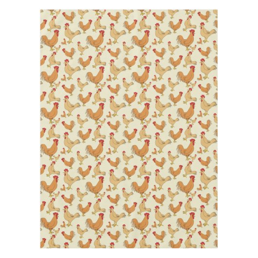 Bruin Chicken Design Patroon Tafelkleed (Voorkant)