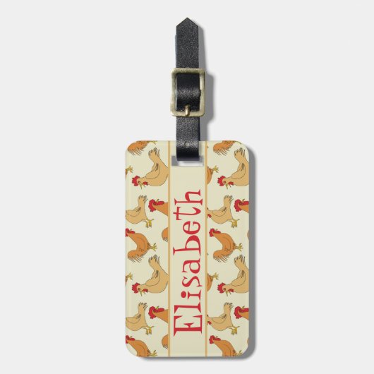 Bruin Chicken Design Personaliseert Bagagelabel (Voorkant verticaal)