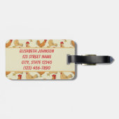 Bruin Chicken Design Personaliseert Bagagelabel (Achterkant horizontaal)