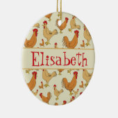 Bruin Chicken Design Personaliseert Keramisch Ornament (Rechts)