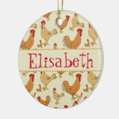 Bruin Chicken Design Personaliseert Keramisch Ornament (Links)