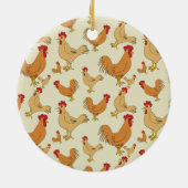 Bruin Chicken Design Personaliseert Keramisch Ornament (Achterkant)