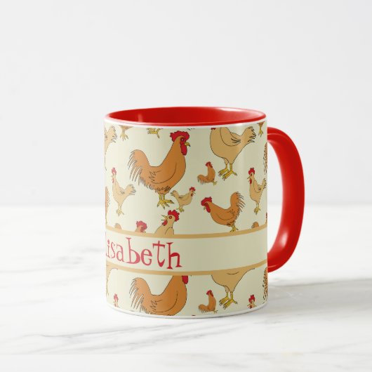 Bruin Chicken Design Personaliseert Mok (Voorkant rechts)