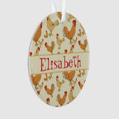 Bruin Chicken Design Personaliseert Ornament (voorkant)
