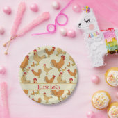 Bruin Chicken Design Personaliseert Papieren Bordje (Feest)