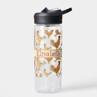 Bruin Chicken Design Persoonlijk Waterflesje Waterfles