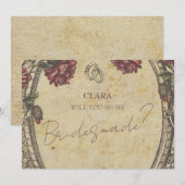 Bruin  Classic Wedding Invitatio Bridesmade Kaart (Voorkant / Achterkant)