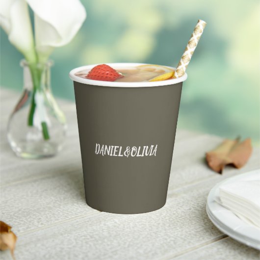 Bruin Classic Wedding Papieren Bekers (Insitu)