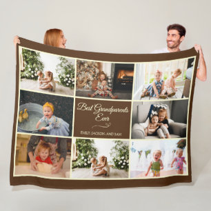Bruin Collage Grootouder Jubileum Foto Gift Fleece Deken