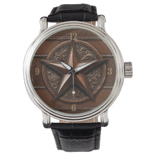 Bruin Cowboy Rustiek Western Land Texas Star Horloge