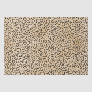 Bruin Cream Glitter Leopard Print Tissuepapier