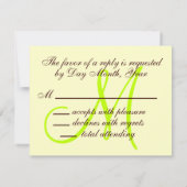 Bruin crème Green Wedding RSVP Card Monogram (Achterkant)