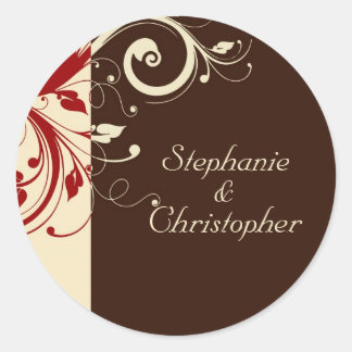 Bruin/crème/rode achterste wervelkolom ronde sticker