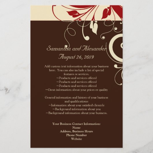 Bruin/Crème/Rode Omgekeerde Swirl Programma/Folder Flyer (Voorkant)