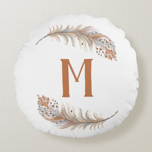 Bruin & Crème Rond Kussen (Voorkant)