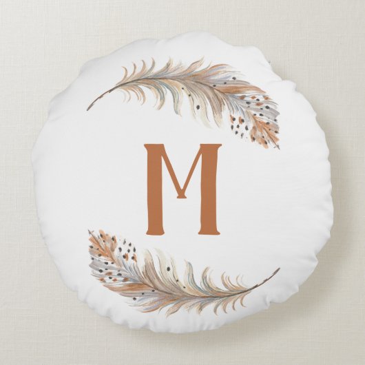 Bruin & Crème Rond Kussen (Achterkant)