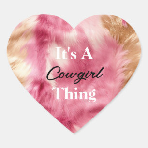 Bruin Crème Roze Cowgirl Quote Hart Sticker