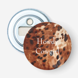 Bruin crème zwart Koeienhuid Button Flesopener