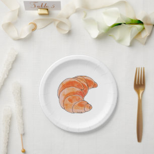 bruin croissantbrood papieren bordje