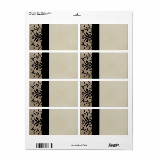 Bruin Damask adres Verzendlabels - Etiket (Full Sheet)