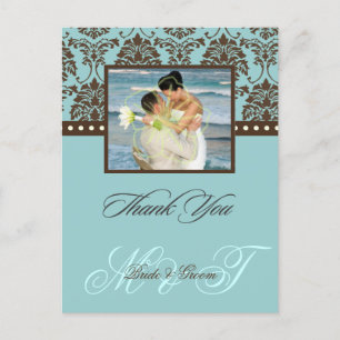 Bruin Damask Dank u Foto / DIY Kleur Briefkaart