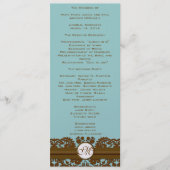 Bruin Damask Monogram Wedding Programme Programma (Voorkant)