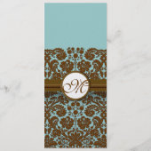 Bruin Damask Monogram Wedding Programme Programma (Achterkant)