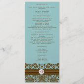 Bruin Damask Monogram Wedding Programme Programma (Voorkant)