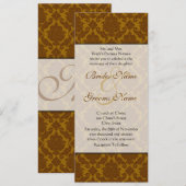 Bruin Damask Wedding Uitnodiging (Voorkant / Achterkant)