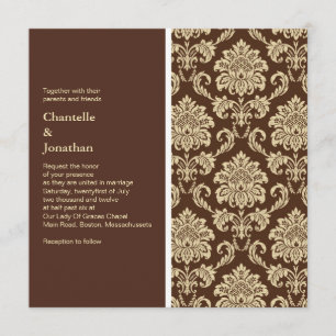 Bruin Damask Wedding Uitnodiging