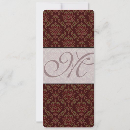 Bruin Damask Wedding Uitnodiging (Achterkant)