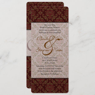 Bruin Damask Wedding Uitnodiging