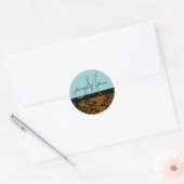 Bruin Damast Bruiloft Blauw Monogram Seal Ronde Sticker (Envelop)