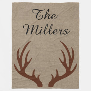 Bruin Deer Antlers Monogram Fleece Blanket Deken