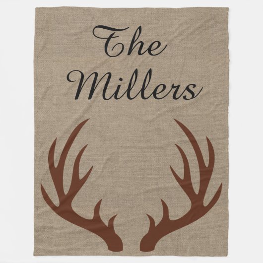 Bruin Deer Antlers Monogram Fleece Blanket Deken (Voorkant)