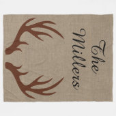 Bruin Deer Antlers Monogram Fleece Blanket Deken (Voorkant (Horizontaal))
