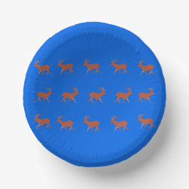 Bruin deer Walking Festive Pattern Blue Papieren Kommen