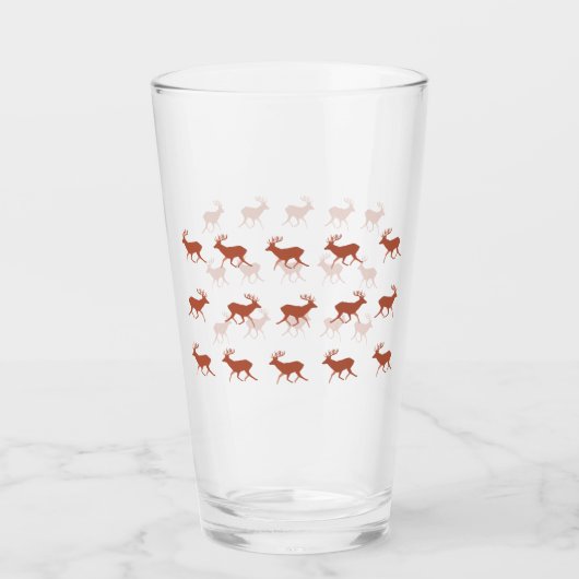 Bruin deer Walking Festive Pattern Glas (Voorkant)