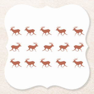 Bruin deer Walking Festive Pattern Kartonnen Onderzetters