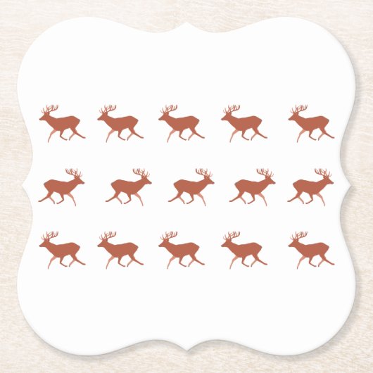 Bruin deer Walking Festive Pattern Kartonnen Onderzetters (Voorkant)